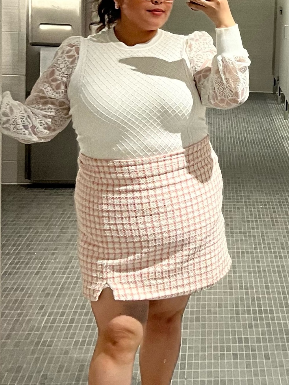 Women’s Pink Tweed Mini Skirt